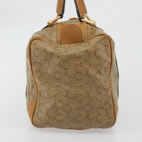 CELINE C Sulky Horse Carriage Hand Bag PVC Beige Gold Auth INZ012