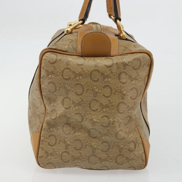 CELINE C Sulky Horse Carriage Hand Bag PVC Beige Gold Auth INZ012