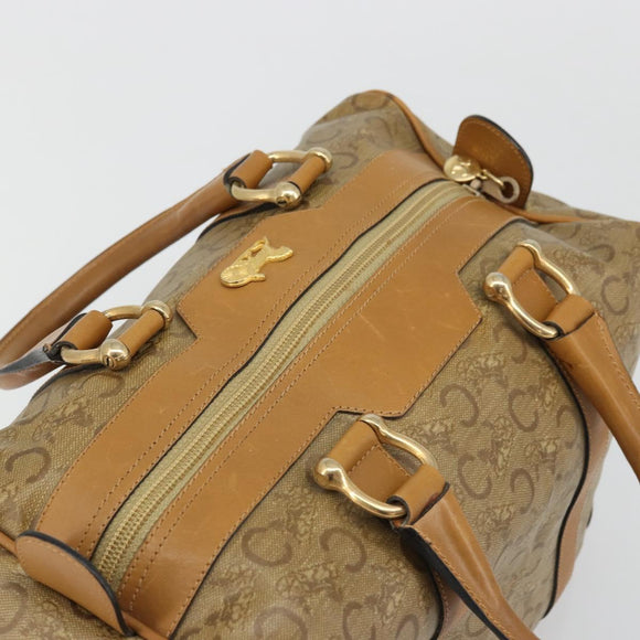 CELINE C Sulky Horse Carriage Hand Bag PVC Beige Gold Auth INZ012