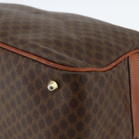 CELINE Macadam Canvas Shoulder Bag PVC Leather Brown Gold Auth INZ013