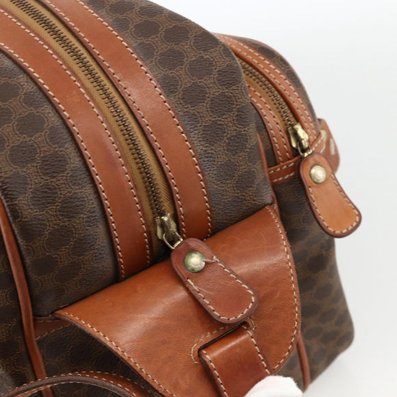 CELINE Macadam Canvas Shoulder Bag PVC Leather Brown Gold Auth INZ013