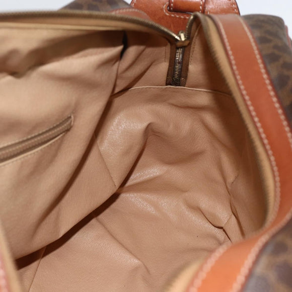 CELINE Macadam Canvas Shoulder Bag PVC Leather Brown Gold Auth INZ013