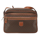 CELINE Macadam Canvas Shoulder Bag PVC Leather Brown Gold Auth INZ013-13