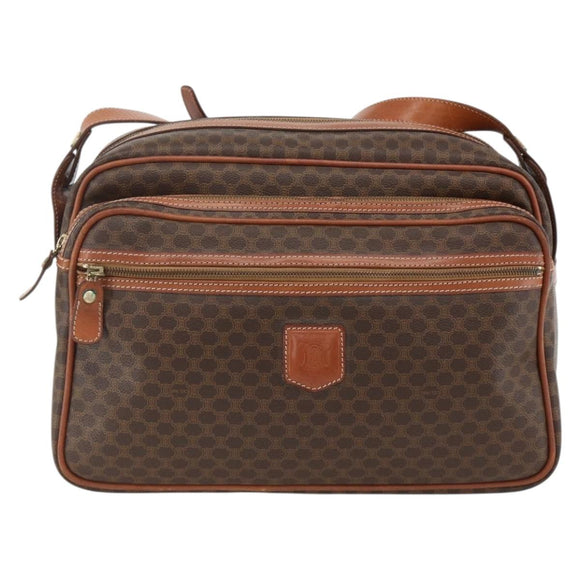 CELINE Macadam Canvas Shoulder Bag PVC Leather Brown Gold Auth INZ013