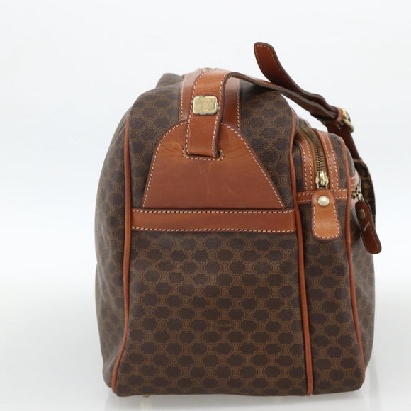 CELINE Macadam Canvas Shoulder Bag PVC Leather Brown Gold Auth INZ013