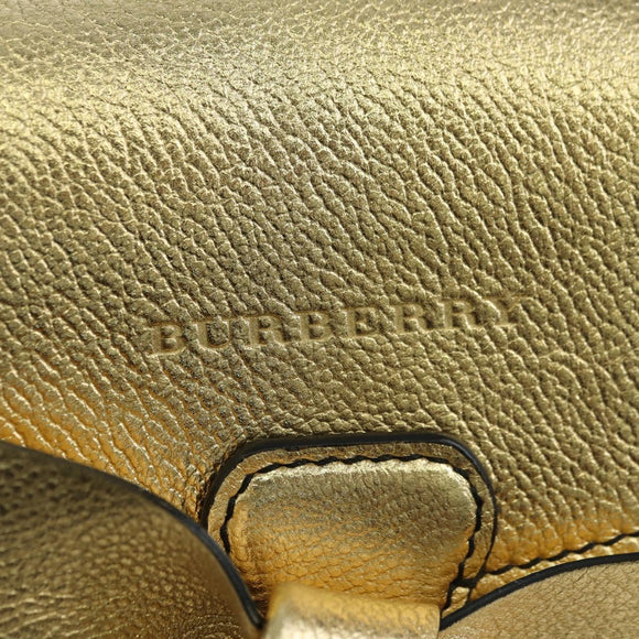 BURBERRY Shoulder Bag Leather Gold Auth INZ018A