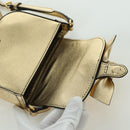 BURBERRY Shoulder Bag Leather Gold Auth INZ018A-10