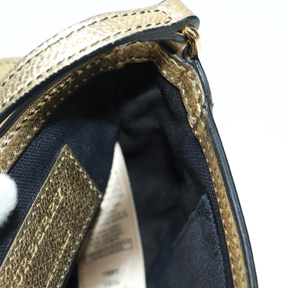 BURBERRY Shoulder Bag Leather Gold Auth INZ018A