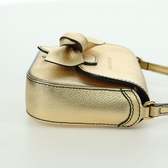 BURBERRY Shoulder Bag Leather Gold Auth INZ018A