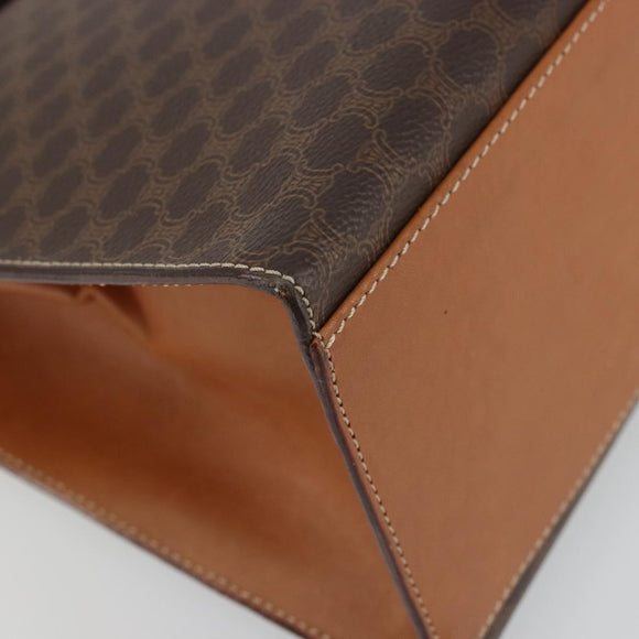 CELINE Macadam Canvas Hand Bag PVC Leather Brown Gold Auth INZ019
