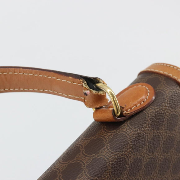 CELINE Macadam Canvas Hand Bag PVC Leather Brown Gold Auth INZ019