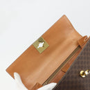 CELINE Macadam Canvas Hand Bag PVC Leather Brown Gold Auth INZ019-10