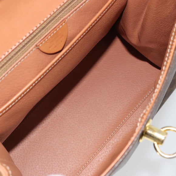 CELINE Macadam Canvas Hand Bag PVC Leather Brown Gold Auth INZ019