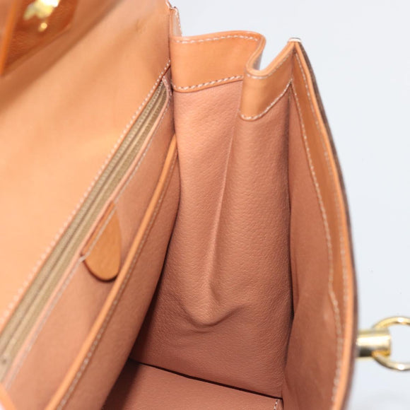 CELINE Macadam Canvas Hand Bag PVC Leather Brown Gold Auth INZ019