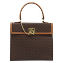 CELINE Macadam Canvas Hand Bag PVC Leather Brown Gold Auth INZ019-13