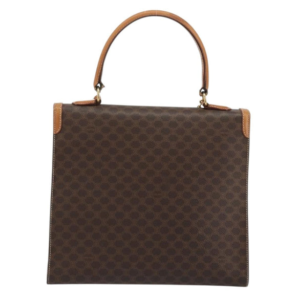 CELINE Macadam Canvas Hand Bag PVC Leather Brown Gold Auth INZ019