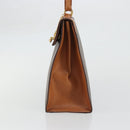 CELINE Macadam Canvas Hand Bag PVC Leather Brown Gold Auth INZ019-3