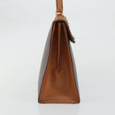 CELINE Macadam Canvas Hand Bag PVC Leather Brown Gold Auth INZ019-4