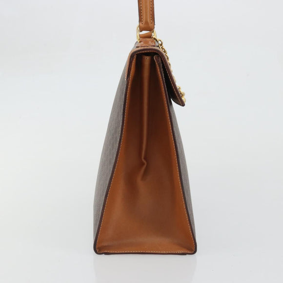 CELINE Macadam Canvas Hand Bag PVC Leather Brown Gold Auth INZ019