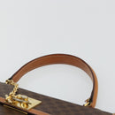 CELINE Macadam Canvas Hand Bag PVC Leather Brown Gold Auth INZ019-8