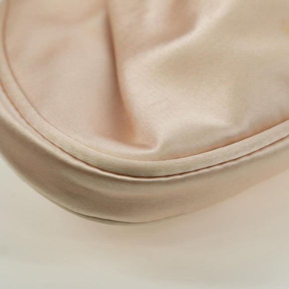 Salvatore Ferragamo Gancini Jeweled handle Pouch Satin Pink Auth INZ020A