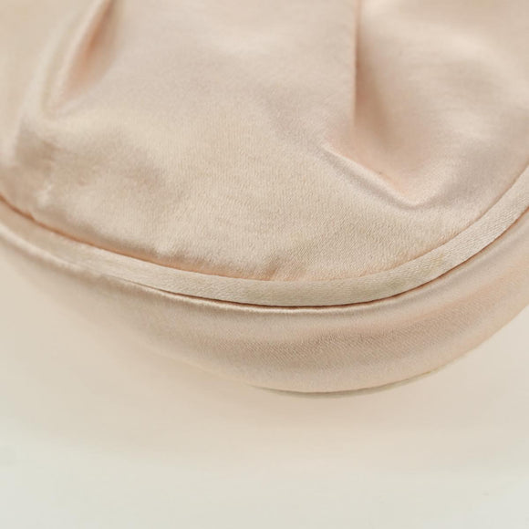 Salvatore Ferragamo Gancini Jeweled handle Pouch Satin Pink Auth INZ020A