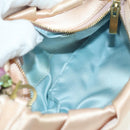 Salvatore Ferragamo Gancini Jeweled handle Pouch Satin Pink Auth INZ020A-11