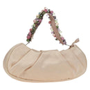 Salvatore Ferragamo Gancini Jeweled handle Pouch Satin Pink Auth INZ020A-1