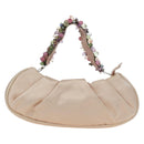 Salvatore Ferragamo Gancini Jeweled handle Pouch Satin Pink Auth INZ020A-13