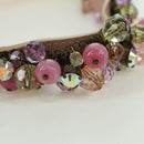 Salvatore Ferragamo Gancini Jeweled handle Pouch Satin Pink Auth INZ020A-8