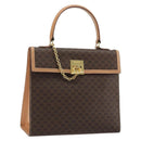 CELINE Macadam Canvas Handtasche PVC Leder Braun Gold Auth INZ026A-1