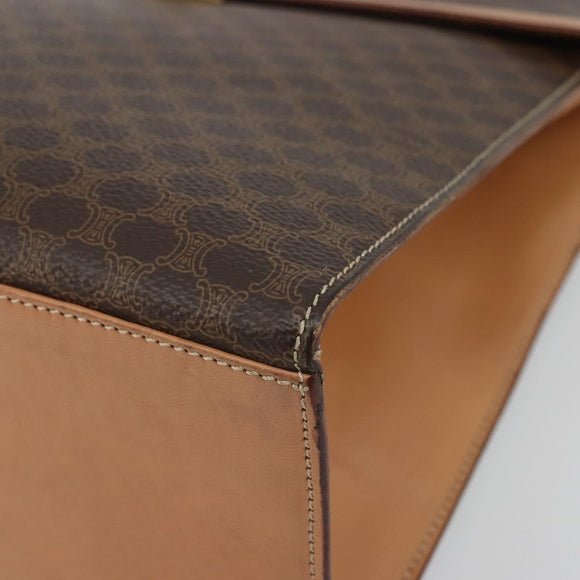 CELINE Macadam Canvas Handtasche PVC Leder Braun Gold Auth INZ026A
