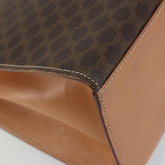 CELINE Macadam Canvas Handtasche PVC Leder Braun Gold Auth INZ026A