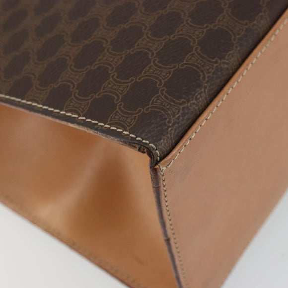 CELINE Macadam Canvas Handtasche PVC Leder Braun Gold Auth INZ026A