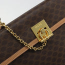 CELINE Macadam Canvas Handtasche PVC Leder Braun Gold Auth INZ026A-17