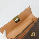 CELINE Macadam Canvas Handtasche PVC Leder Braun Gold Auth INZ026A-10