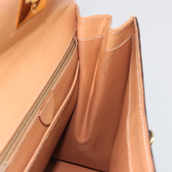 CELINE Macadam Canvas Handtasche PVC Leder Braun Gold Auth INZ026A