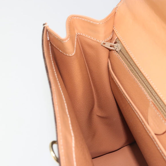 CELINE Macadam Canvas Handtasche PVC Leder Braun Gold Auth INZ026A