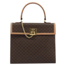 CELINE Macadam Canvas Handtasche PVC Leder Braun Gold Auth INZ026A-13