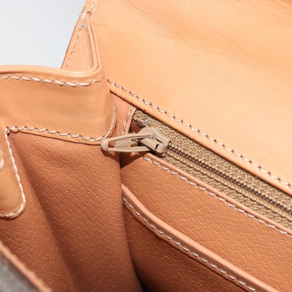 CELINE Macadam Canvas Handtasche PVC Leder Braun Gold Auth INZ026A