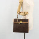 CELINE Macadam Canvas Handtasche PVC Leder Braun Gold Auth INZ026A-23