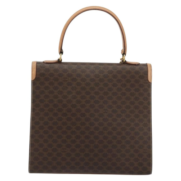 CELINE Macadam Canvas Handtasche PVC Leder Braun Gold Auth INZ026A
