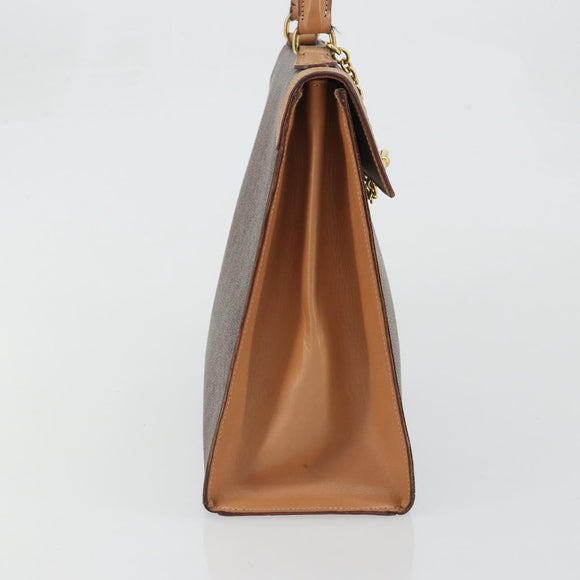 CELINE Macadam Canvas Handtasche PVC Leder Braun Gold Auth INZ026A