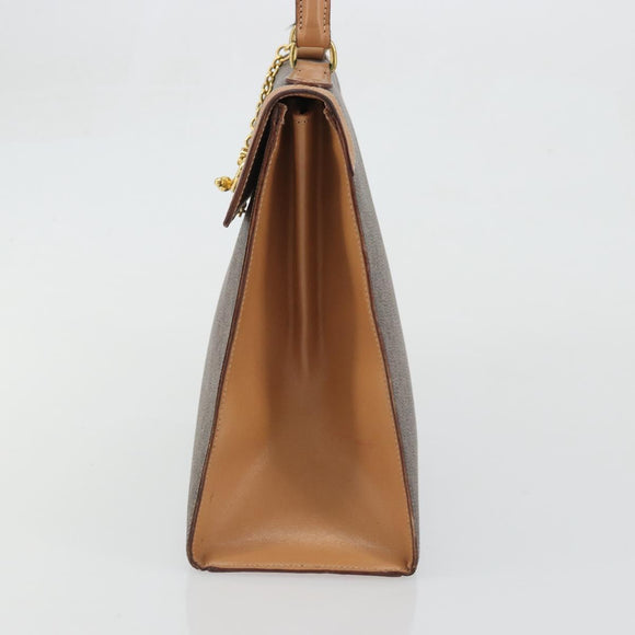 CELINE Macadam Canvas Handtasche PVC Leder Braun Gold Auth INZ026A