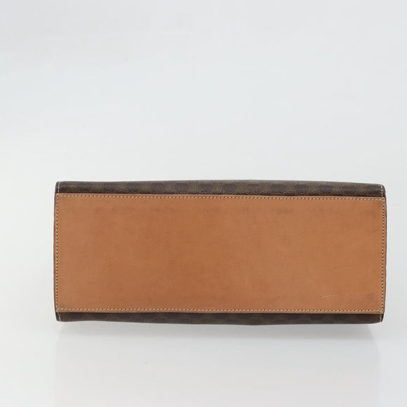CELINE Macadam Canvas Handtasche PVC Leder Braun Gold Auth INZ026A
