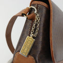 CELINE Macadam Canvas Shoulder Bag PVC Leather Brown Gold Auth INZ030-8