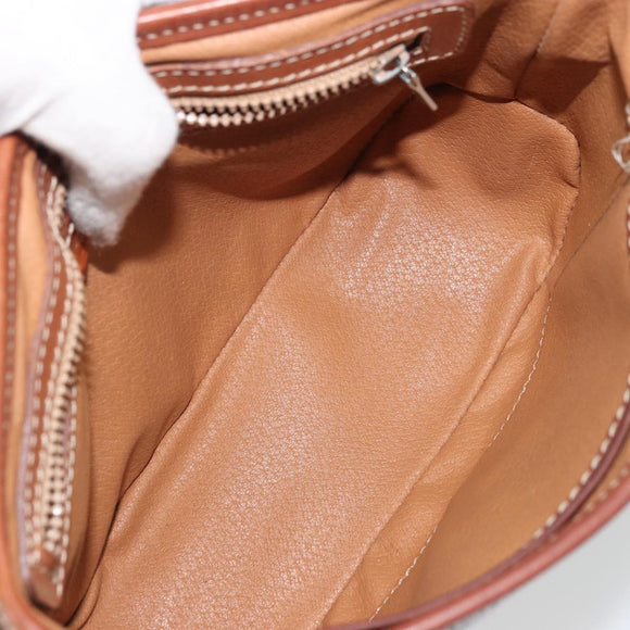 CELINE Macadam Canvas Shoulder Bag PVC Leather Brown Gold Auth INZ030
