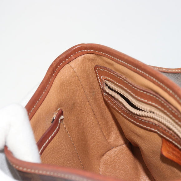 CELINE Macadam Canvas Shoulder Bag PVC Leather Brown Gold Auth INZ030
