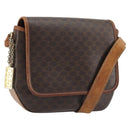 CELINE Macadam Canvas Shoulder Bag PVC Leather Brown Gold Auth INZ030-1