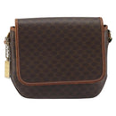 CELINE Macadam Canvas Shoulder Bag PVC Leather Brown Gold Auth INZ030-13
